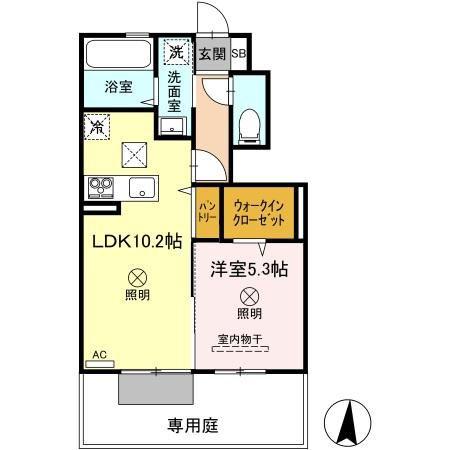 オリーブ(1LDK/1階)の間取り写真