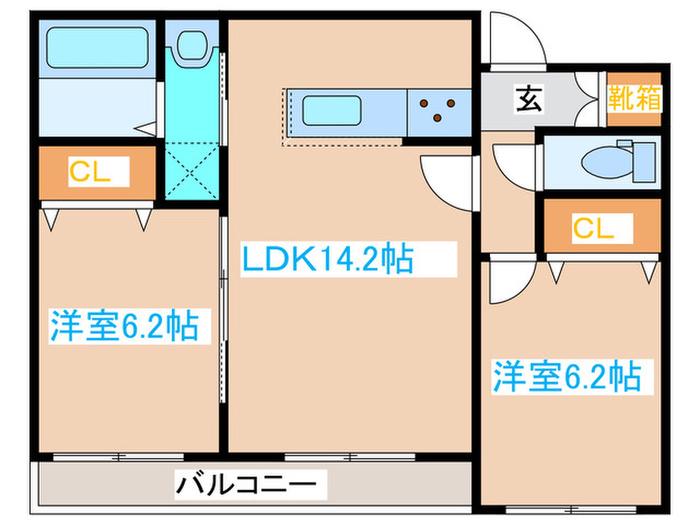 CORUSCANT TSUKISAMU(2LDK/1階)の間取り写真