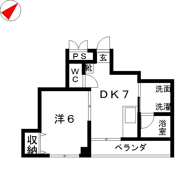 小原ホームズII(1DK/1階)の間取り写真