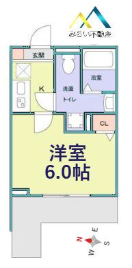パルトネール東希望が丘(1K/1階)の間取り写真