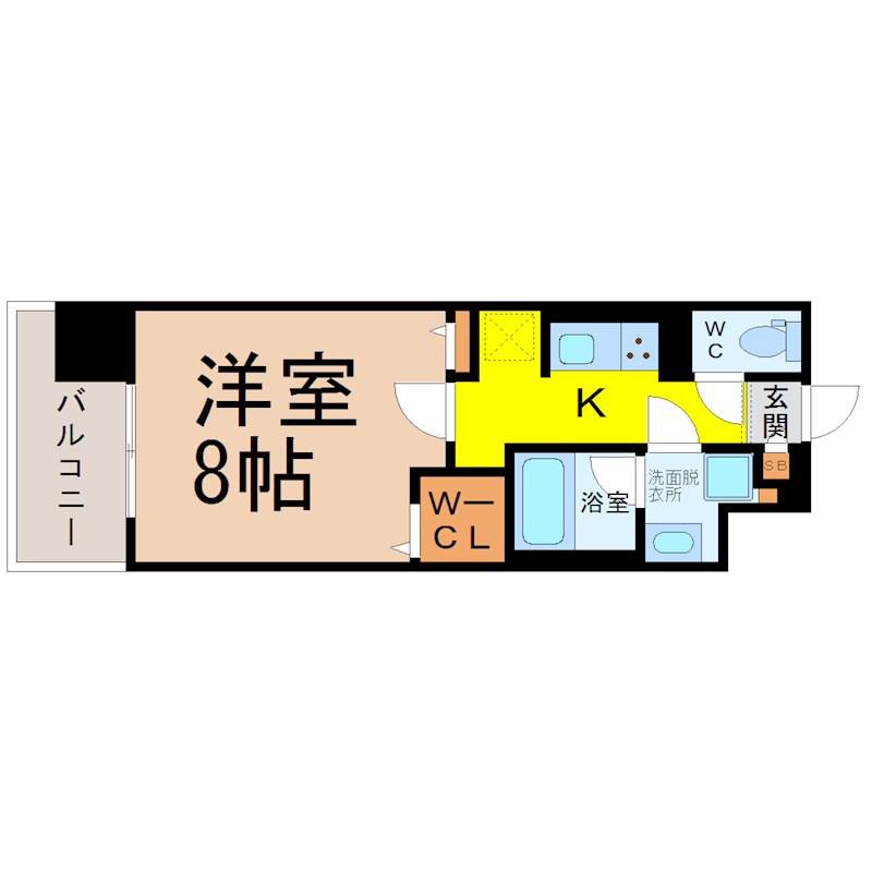 プレミアムコート大須(1K/12階)の間取り写真