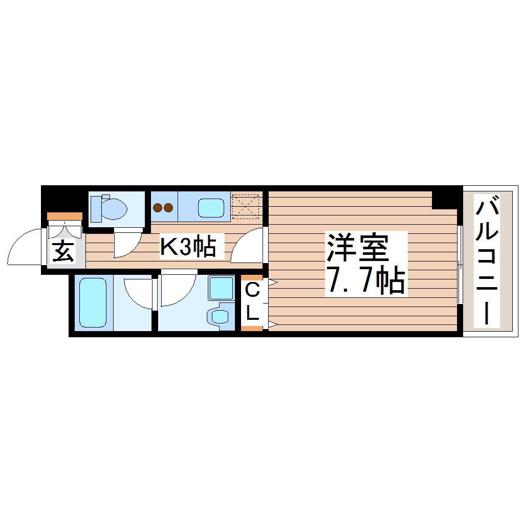 KDX定禅寺通レジデンス(1K/6階)の間取り写真