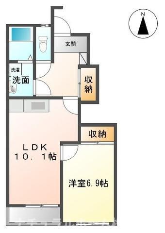 エルヴェ南小向B(1LDK/1階)の間取り写真