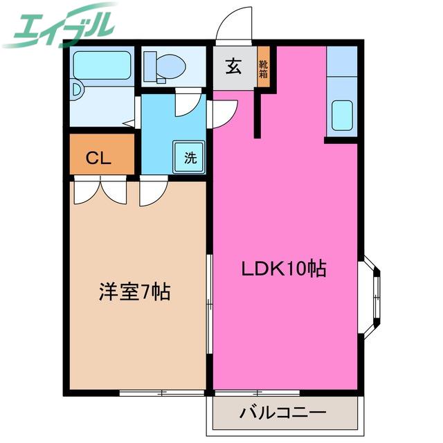 パビリオン ウネメ(1LDK/2階)の間取り写真