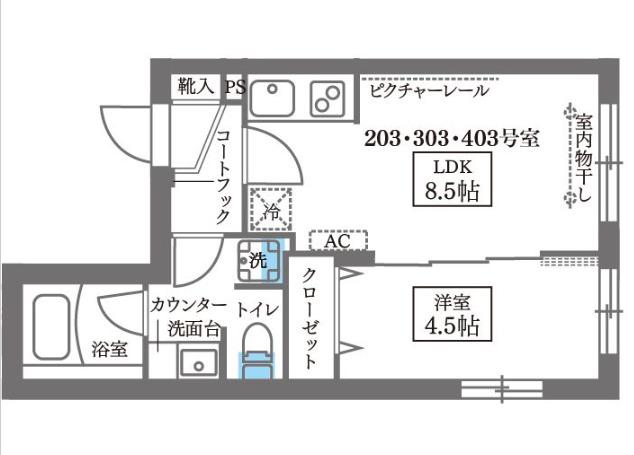 COCOCUBE大森西 東邦医大通(1LDK/4階)の間取り写真