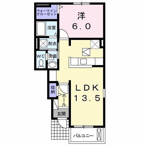 ポラリス1号館(1LDK/1階)の間取り写真