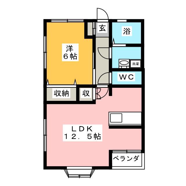 グリーンライフA(1LDK/2階)の間取り写真