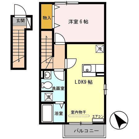 メルヴェイユ船場町(1LDK/2階)の間取り写真