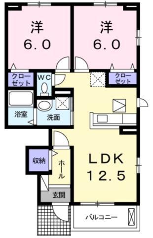 コンフォーティア徳大前A(2LDK/1階)の間取り写真