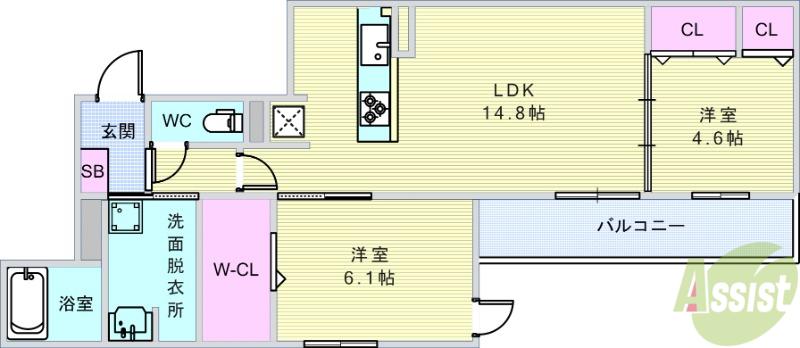 O-CREST池田桃園(2LDK/1階)の間取り写真
