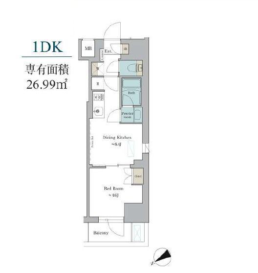 BRILLIA IST 門前仲町(1DK/5階)の間取り写真