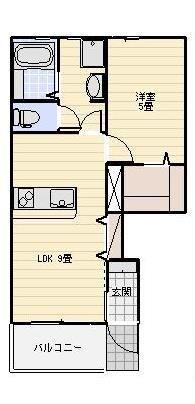 LOTUS小松(1LDK/1階)の間取り写真
