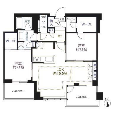 グランドメゾンガーデンシティ小倉(2LDK/14階)の間取り写真
