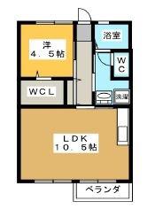 ユニメントコバヤシ1(1LDK/2階)の間取り写真