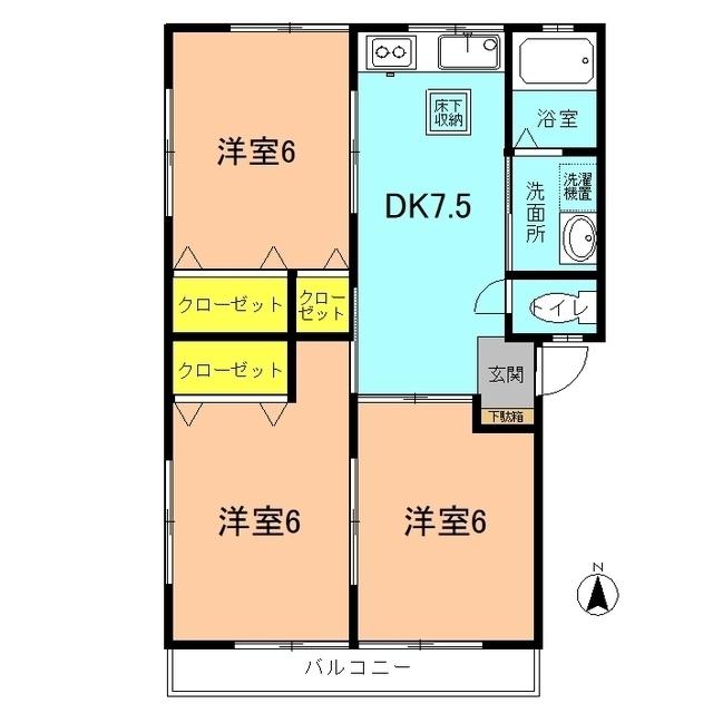 グリーンハイツB(3DK/1階)の間取り写真