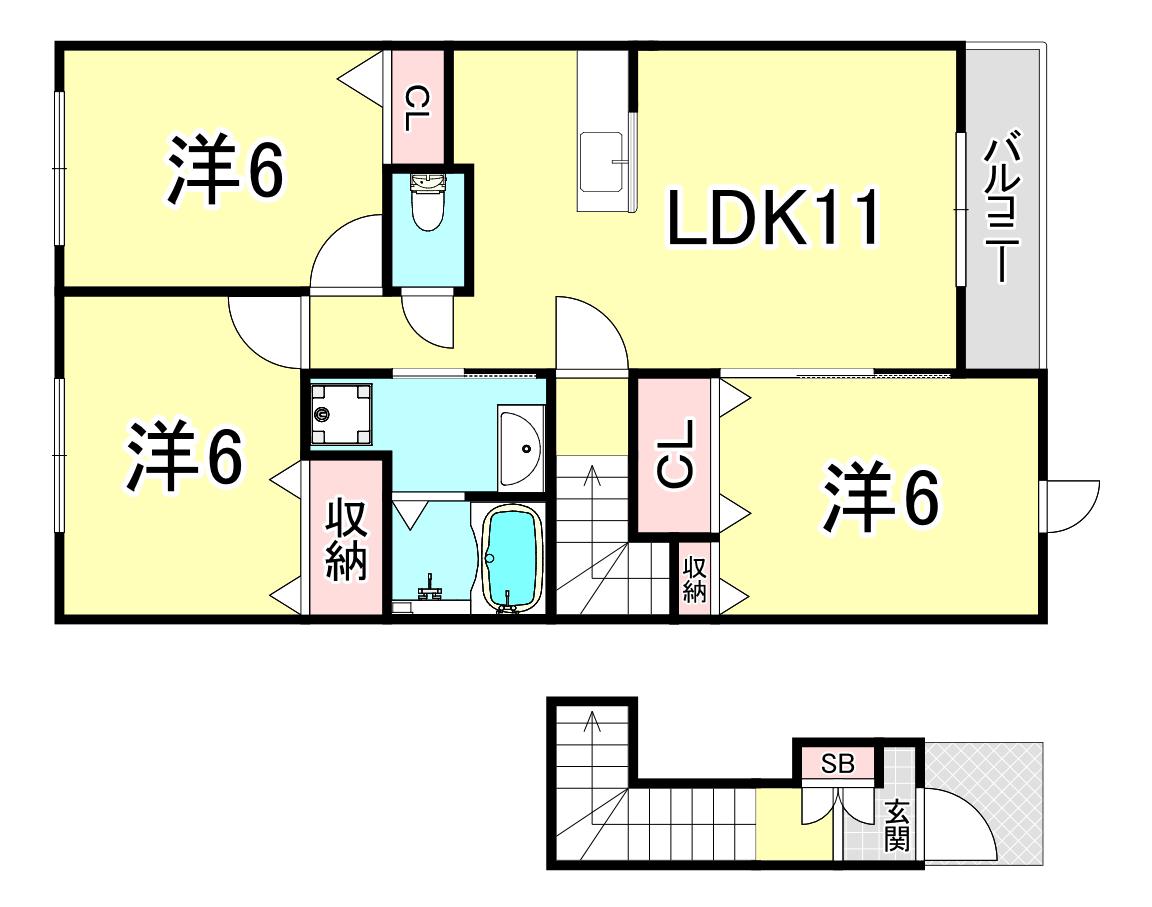 サンリットガーデンハウスN(3LDK/2階)の間取り写真