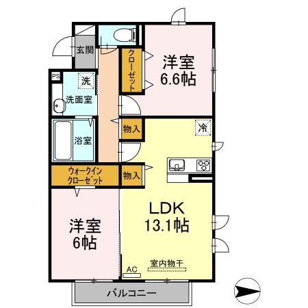 メゾン アイリス(2LDK/1階)の間取り写真