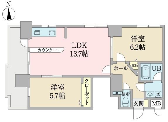 フォート・G・メール目覚(2LDK/6階)の間取り写真