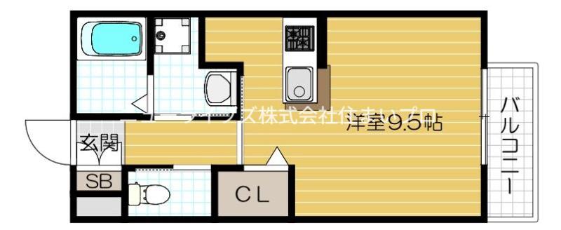 コンフォールヴィル 木田元宮(1K/2階)の間取り写真
