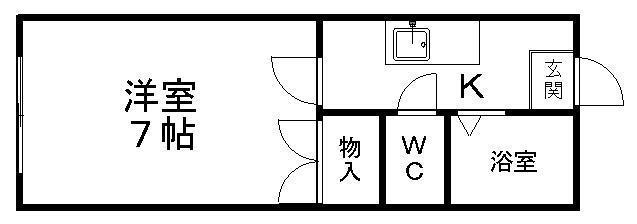 ホワイトキャッスル一本杉III(1K/1階)の間取り写真