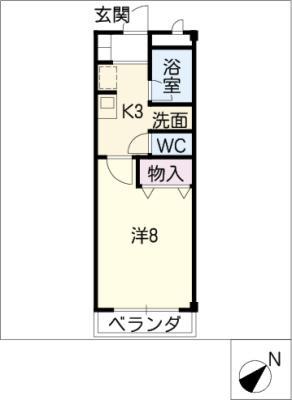 エンピエッソ千鳥橋(1K/2階)の間取り写真