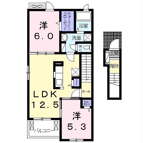 エル アヴェニール曙台(2LDK/2階)の間取り写真
