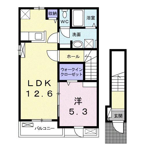 グリシーナ・メゾン(1LDK/2階)の間取り写真
