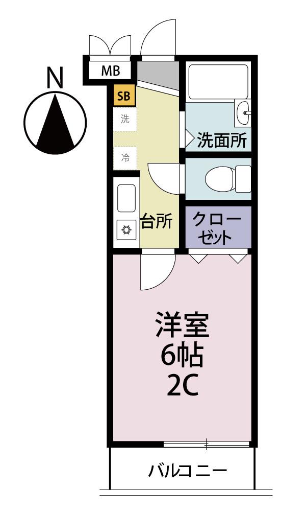 プランタン柏(1K/2階)の間取り写真