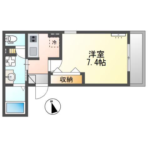 LALLURE御幸町(1K/2階)の間取り写真