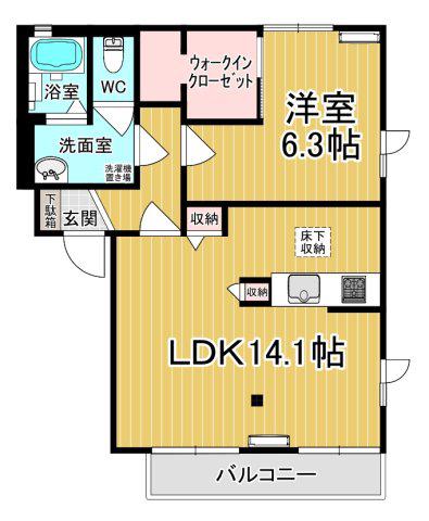 ラフォーレ・あずま B棟(1LDK/1階)の間取り写真