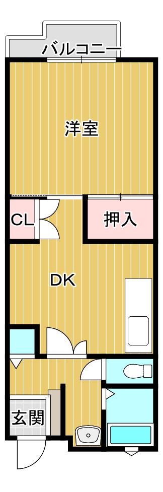千山マンションII(1DK/2階)の間取り写真