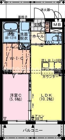 都城天神Yマンション(1LDK/2階)の間取り写真