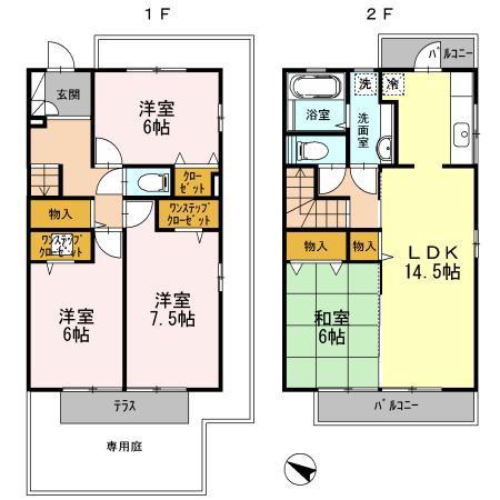 ウエストフィールド10 C棟(4LDK/1階)の間取り写真