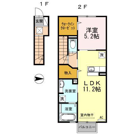 アルフィスタ IV(1LDK/2階)の間取り写真