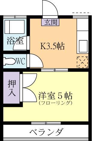 シティハイムT(1K/1階)の間取り写真