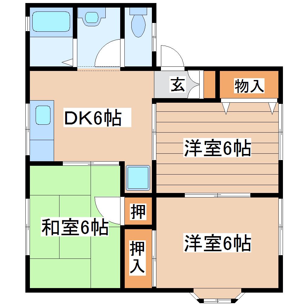 ロイヤルヴィレッジ名取I番館(3DK/2階)の間取り写真