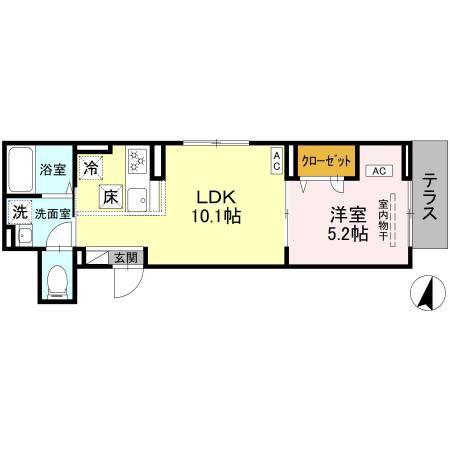 セレスティア上十条(1LDK/1階)の間取り写真