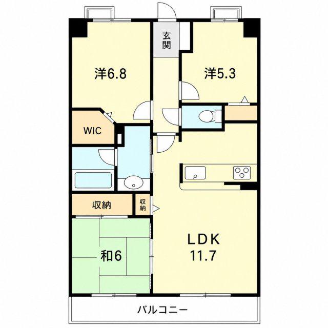 ユニハイム塚本(3LDK/6階)の間取り写真