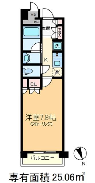 グランヴァン王子(1K/4階)の間取り写真
