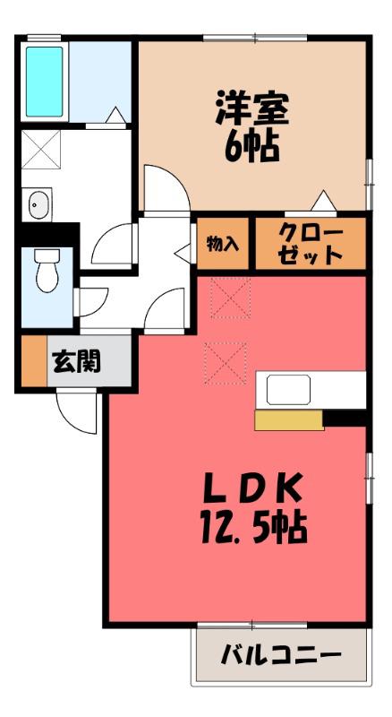 ボナール B(1LDK/1階)の間取り写真