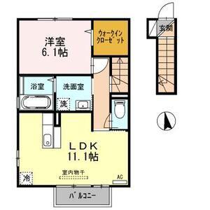グリュック B(1LDK/2階)の間取り写真