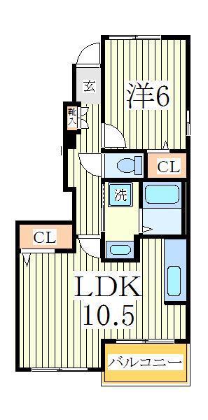 オースティンハウスI(1LDK/1階)の間取り写真