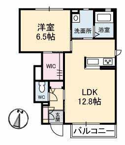 プラチナ2(1LDK/1階)の間取り写真