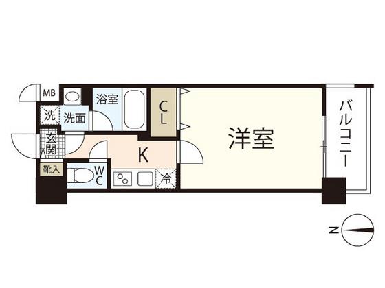 レジデンスカープ南中央町(1K/2階)の間取り写真