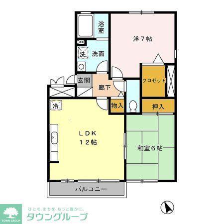 グリーンコート(2LDK/3階)の間取り写真