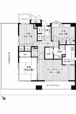 ステラメゾン武蔵小山(3LDK/6階)の間取り写真