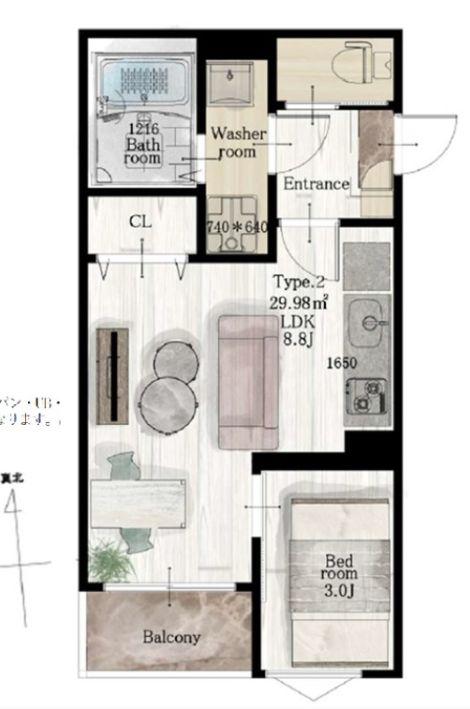 REGALEST六丁の目(1LDK/1階)の間取り写真
