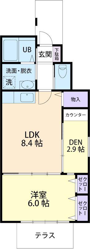 アリエス・スール (1LDK/1階)の間取り写真