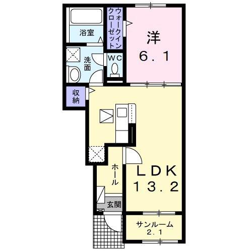 エクセランII(1LDK/1階)の間取り写真