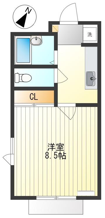 マロニエ2(1K/1階)の間取り写真